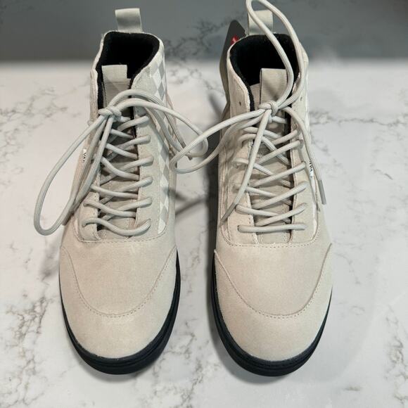 New Vans Colfax Boots Sneaker High Top Cream Checked Lace Up Sz EU 40 US 7.5 - Picture 2 of 7